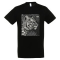 T-shirt homme bio ajust&eacute; Tigre Linocut Gamme Black Zoo de Jurques Noir S