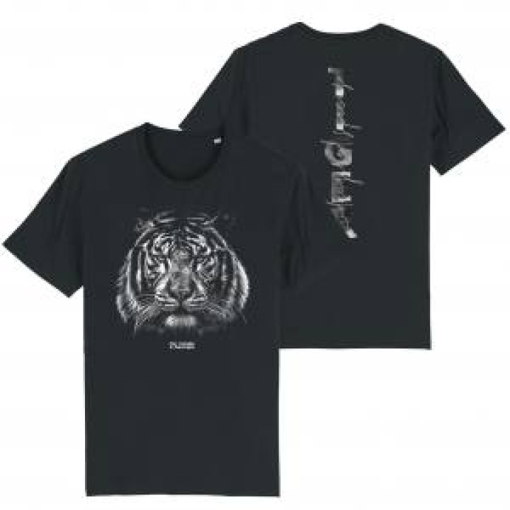 Tshirt homme bio ajusté Tigre Parc Animalier dAuvergne Recto Verso  transfert Col Parc Animalier dAuvergne Black M