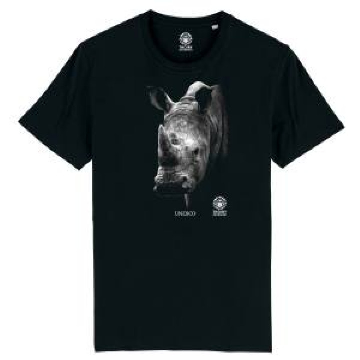 Tshirt homme bio ajusté Unesco Modèle Exclusif Gamme Black Zoo de Thoiry  transfert Col Zoo de Thoiry Noir S