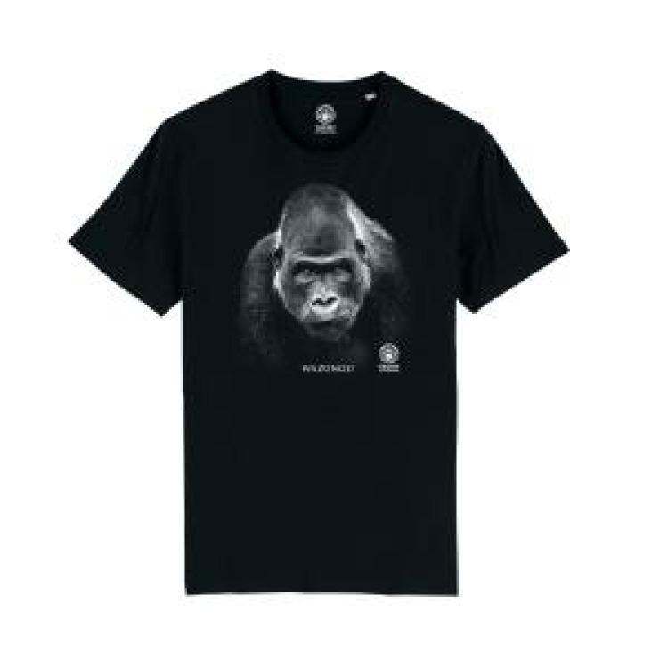 T-shirt homme bio ajust&eacute; Wazungu (Mod&egrave;le Exclusif) Gamme Black Zoo de Thoiry + transfert Col Zoo de Thoiry Noir S
