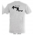 T-shirt homme Blason en pocket + Carte et &Icirc;le de Sein Au Dos Gris Chin&eacute; S