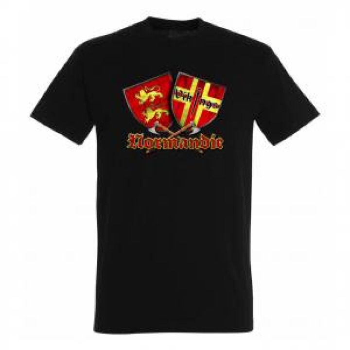 Tshirt homme Bouclier Haches Normandie Noir Profond S