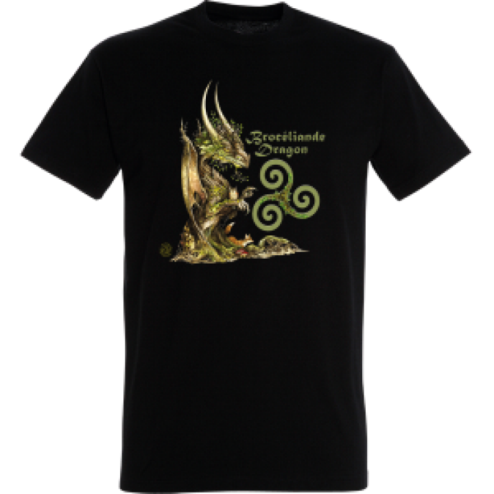 Tshirt homme Brocéliande Dragon  Triskell Noir Profond S