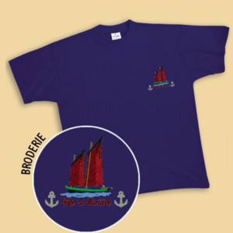 T-shirt homme Broderie Bateau Golfe du Morbhian (Gm1001) Marine S