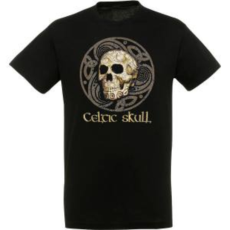 T-shirt homme Celtic Skull T&ecirc;te de Mort (Bc1018) Noir Profond XS