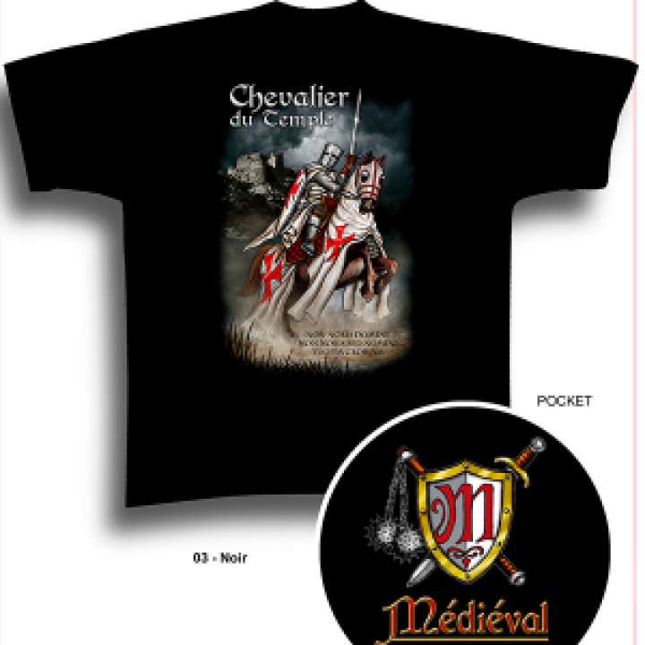 Tshirt homme Chevalier du Temple Md1003 Noir Profond XS