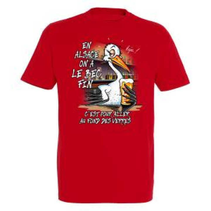 Tshirt homme Cigogne le Bec Fin Alsace France Rouge XS