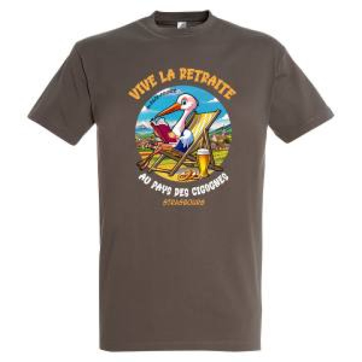 Tshirt homme Cigogne Vive la Retraite Strasbourg Alsace France Zinc XS
