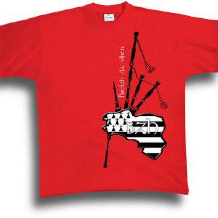 Tshirt homme Cornemuse Applique Bb1002 Rouge Tango M
