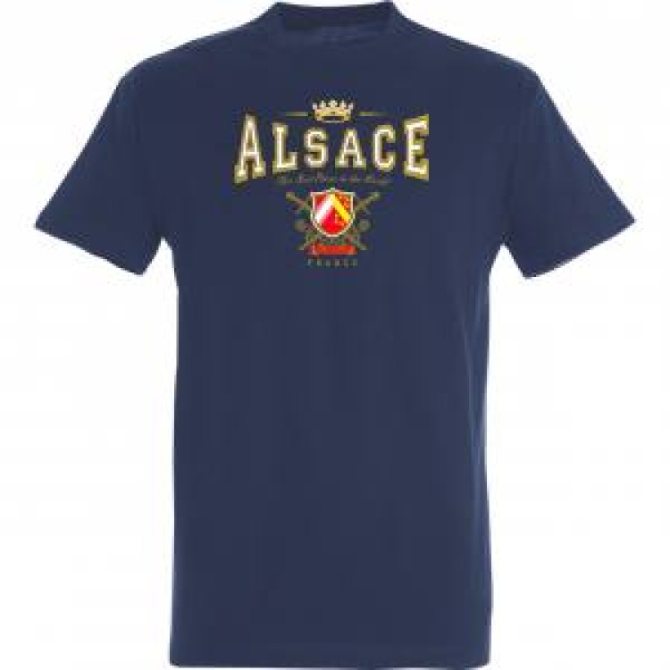 T-shirt homme Couronne Alsace Blason France Marine L