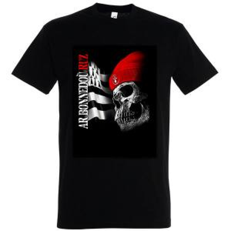 T-shirt homme Cr&acirc;ne Bonnet Rouge Noir Profond S
