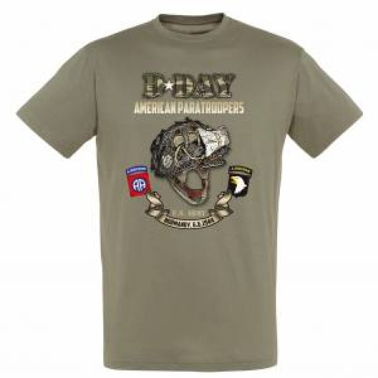 T-shirt homme D-Day American Paratroopers Kaki S