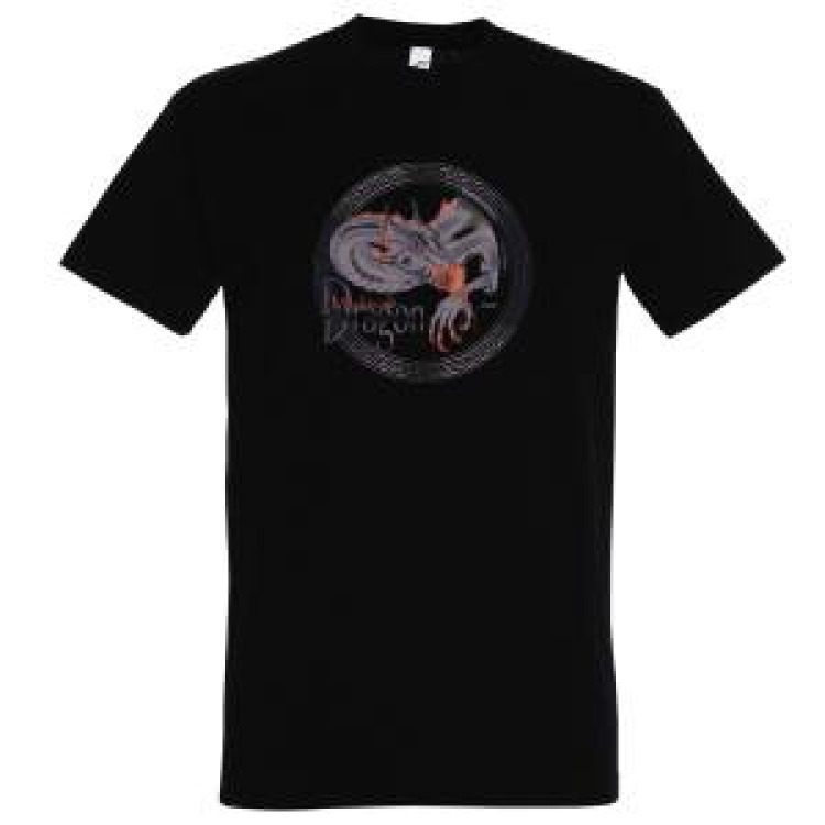 T-shirt homme Dragon M&eacute;di&eacute;val dans Cercle Noir Profond XS