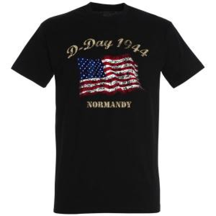 T-shirt homme Drapeau D-Day Normandy1944 Noir Profond S