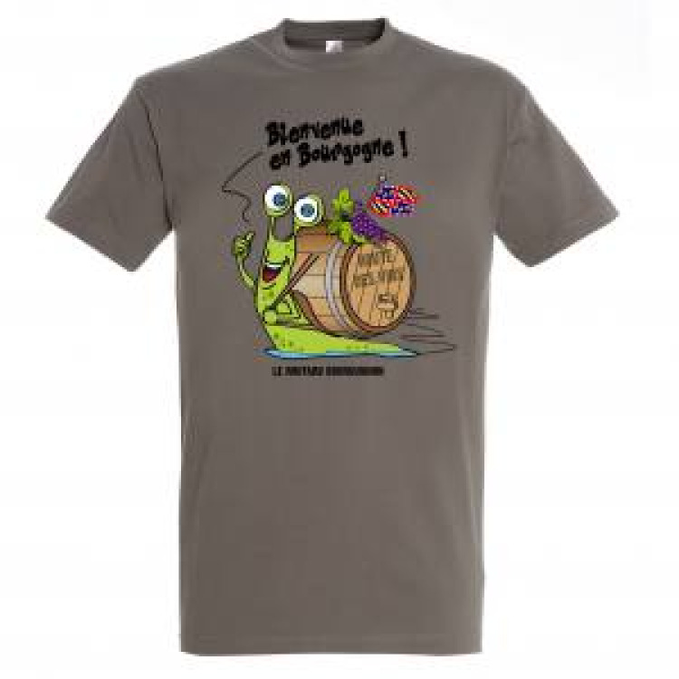 T-shirt homme Escargot Bienvenue en Bourgogne Zinc S