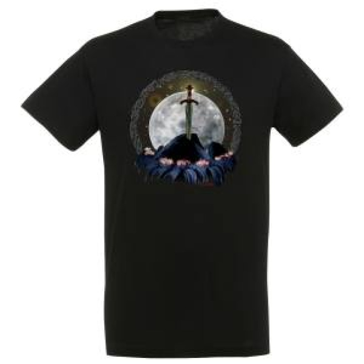 Tshirt homme Excalibur sous Fond de Lune Noir Profond S