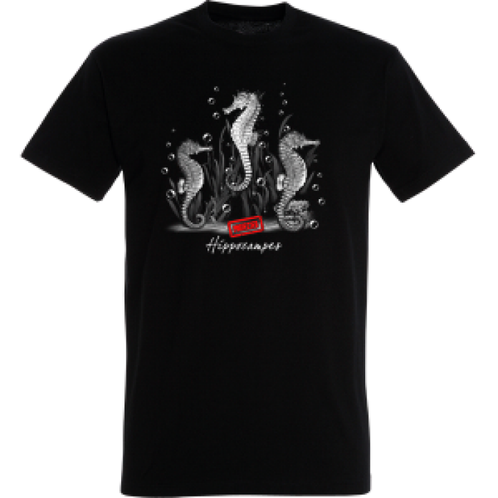 Tshirt homme Hippocampes Gamme Black Noir Profond S
