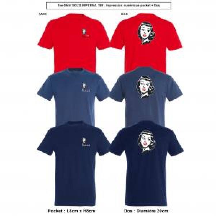 T-shirt homme Love Poulsard et T&ecirc;te pocket et T&ecirc;te dans le Dos Denim L