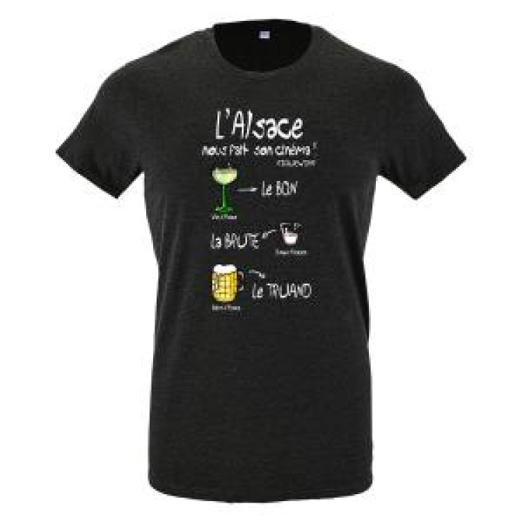 T-shirt homme L’Alsace Fait Son Cinéma Riquewihr Gris Souris XS