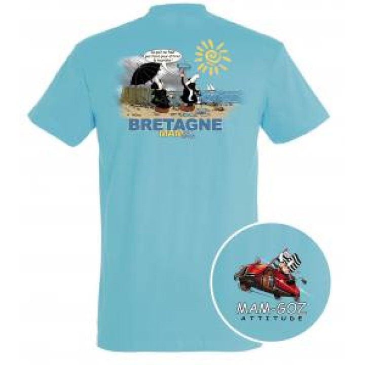 Tshirt homme Mam Goz Attirer le Touriste  transfert pocket Bleu Ciel S