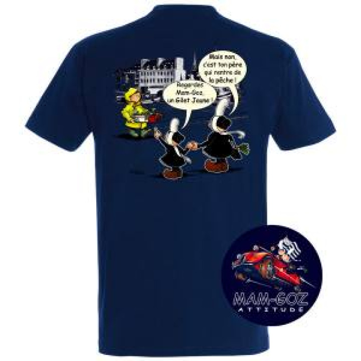Tshirt homme Mam Goz Gilet Jaune  transfert pocket Marine XS
