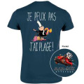 T-shirt homme Mam Goz je Peux Pas J'ai Plage + transfert pocket Gris Souris XS