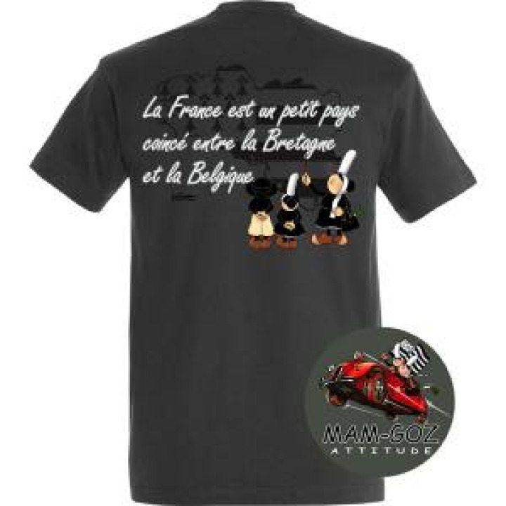Tshirt homme Mam Goz la France Est un Petit Mg1002  transfert pocket Gris Souris S