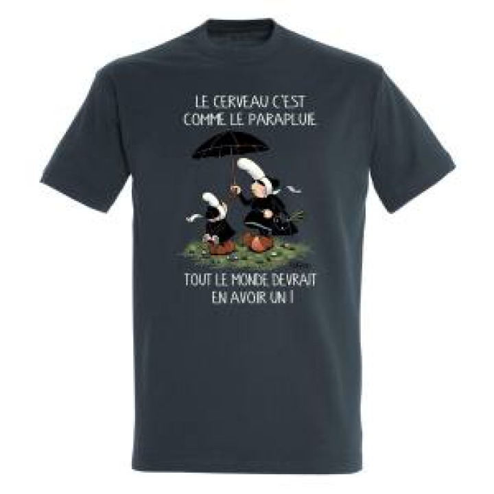 Tshirt homme Mam Goz le Cerveau Cest Comme le Parapluie Gris Souris S