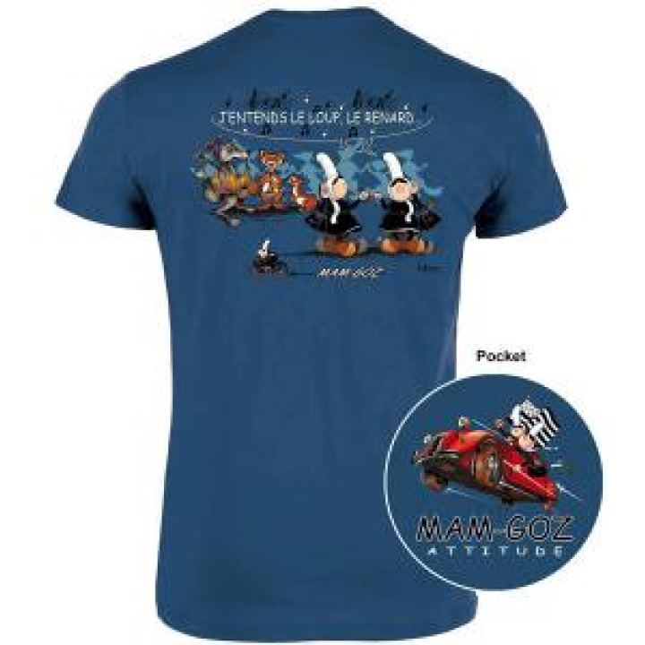 Tshirt homme Mam Goz le Loup le Renard la Belette Mg18764  transfert pocket Denim S