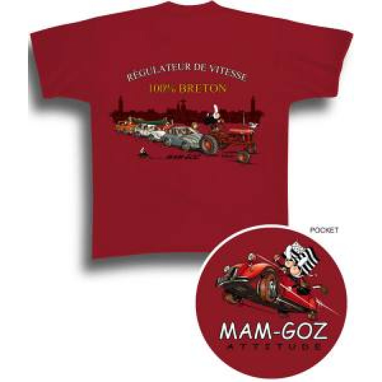 T-shirt homme Mam Goz Régulateur de Vitesse (Mg1005) + transfert pocket Chili M
