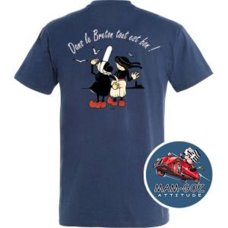 T-shirt homme Mam Goz Tout Est Bon dans le Breton (Mg1011) + transfert pocket Denim 4XL