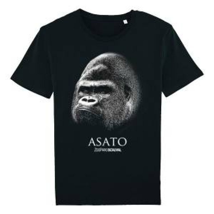 T-shirt homme manches longues Asato (Gorille) Zoo de Beauval (Hauteur 34cm du S Au L) (Hauteur 37cm du Xl Au Xxl) Noir Profond S