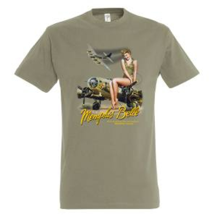 T-shirt homme Memphis Belle Avion + Fille 80th Anniversary Kaki S