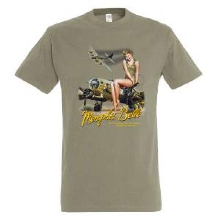 Tshirt homme Memphis Belle Avion  Fille 80th Anniversary Kaki M