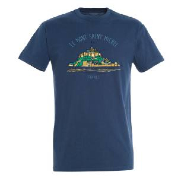Tshirt homme Mont Saint Michel France Stylise Couleurs Denim XS