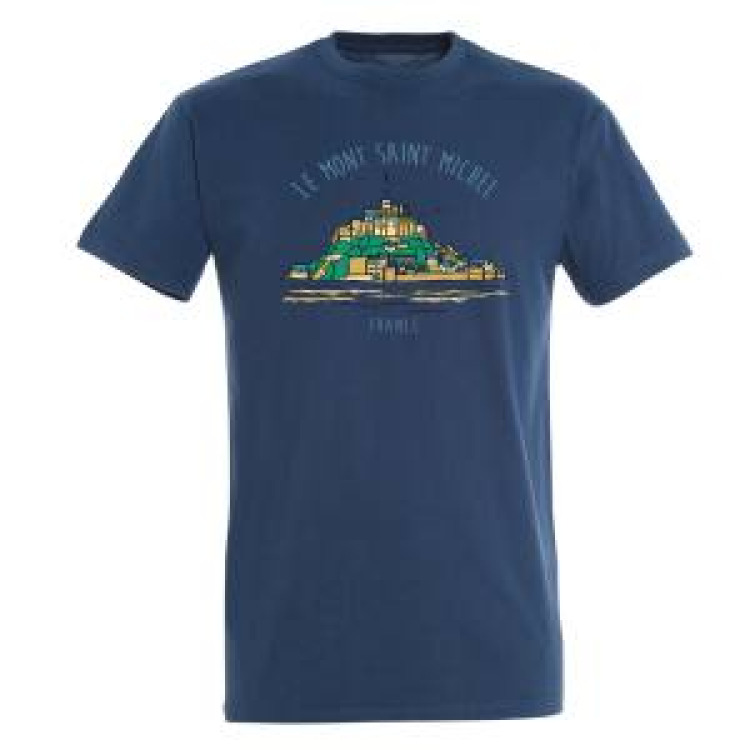 T-shirt homme Mont Saint Michel France Stylise Couleurs Denim XS