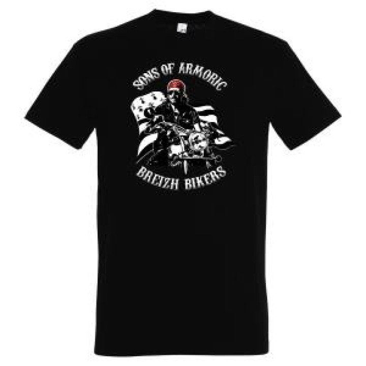 Tshirt homme Motard Drapeau Sons of Armoric Noir Profond S