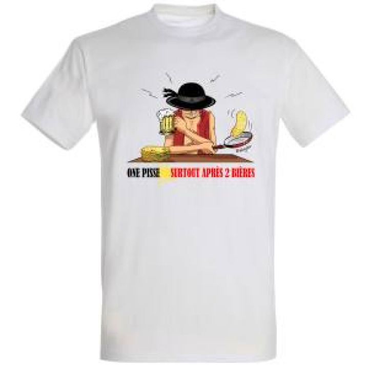 Tshirt homme One Pisse Surtout après Deux Bières Blanc XS