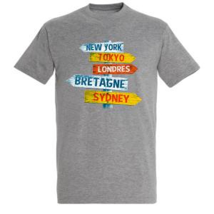 Tshirt homme Pancarte Bretagne Londres Gris Chiné M
