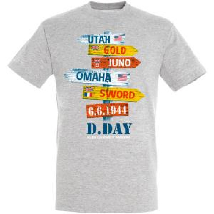 Tshirt homme Pancarte Plages du Débarquement Gris Chiné S