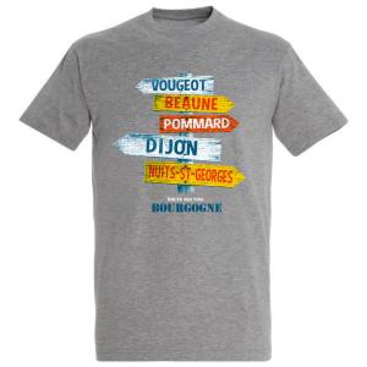 Tshirt homme Panneaux Dijon Bourgogne Gris Chiné S