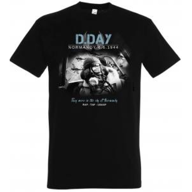 T-shirt homme Pilote de Chasse D-Day 6-6-1944 Noir Profond S