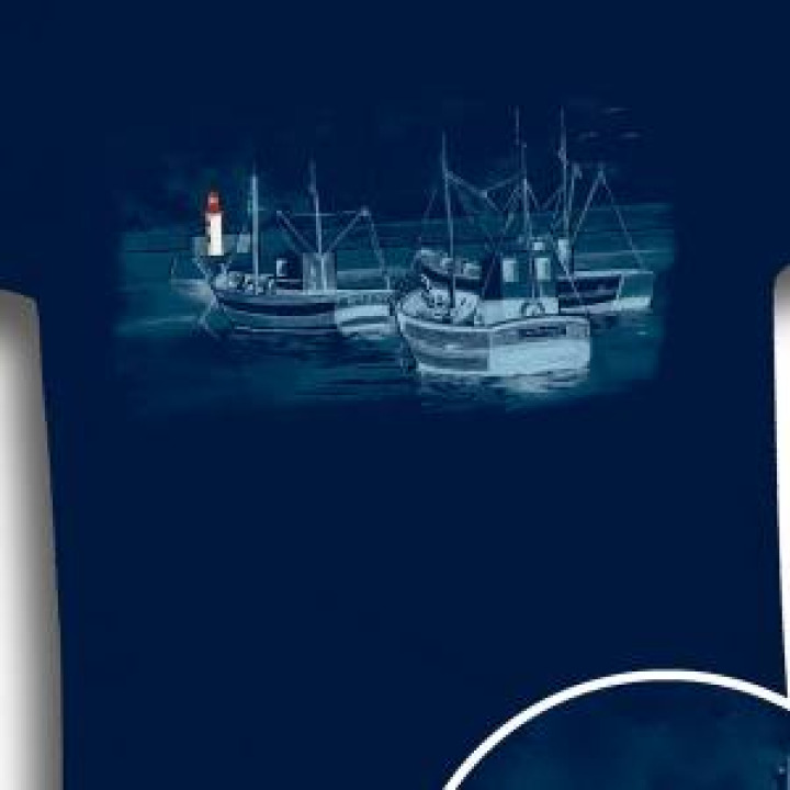 Tshirt homme Port avec Bateau Erquy  Broderie Phare Bb17280 Marine S