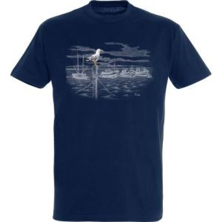 Tshirt homme Port  Broderie Mouette Marquage Erquy Marine M