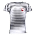 T-shirt homme ray&eacute; E1336 Ref/ 36009 Marseille Notre Dame de la Garde M&eacute;diterran&eacute;e dans un Cercle (En Bordeaux) blanc/marine S