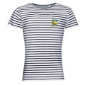 T-shirt homme rayé Pr1313 Ref/ 34071 Blason Dune du Pilat French Marine / Blanc S