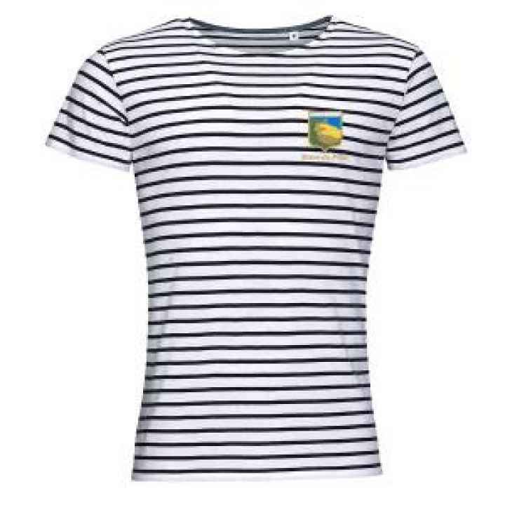 Tshirt homme rayé Pr1313 Ref 34071 Blason Dune du Pilat French Marine  Blanc M