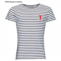 T-shirt homme ray&eacute; Transfert Homard pocket + Carnac French Marine / Blanc S