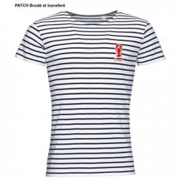 T-shirt homme ray&eacute; Transfert Homard pocket + Carnac French Marine / Blanc M