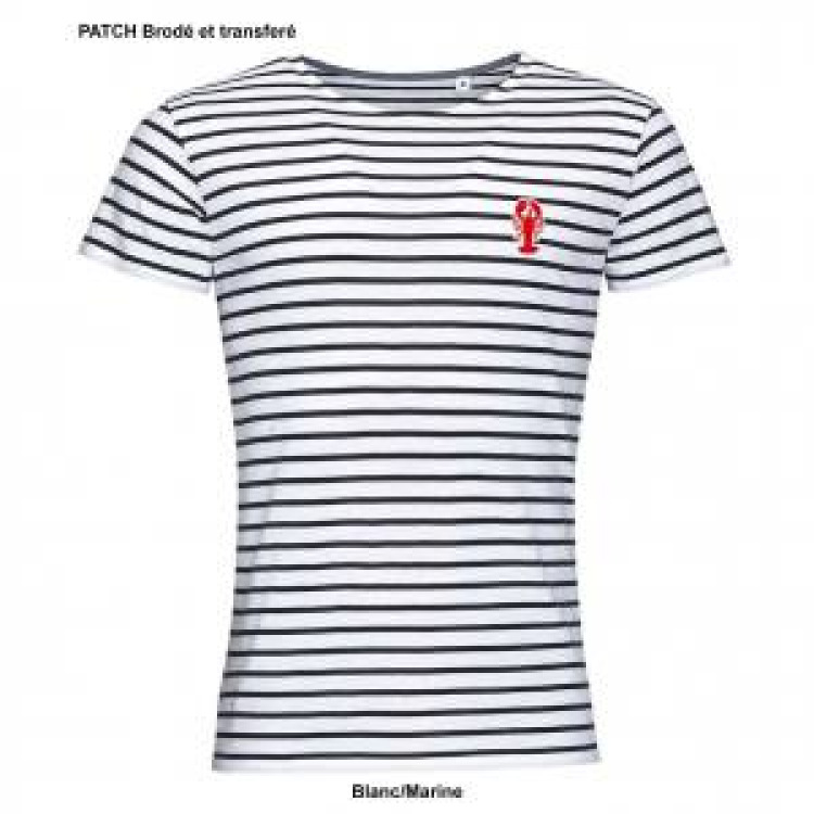 T-shirt homme ray&eacute; Transfert Homard pocket French Marine / Blanc S